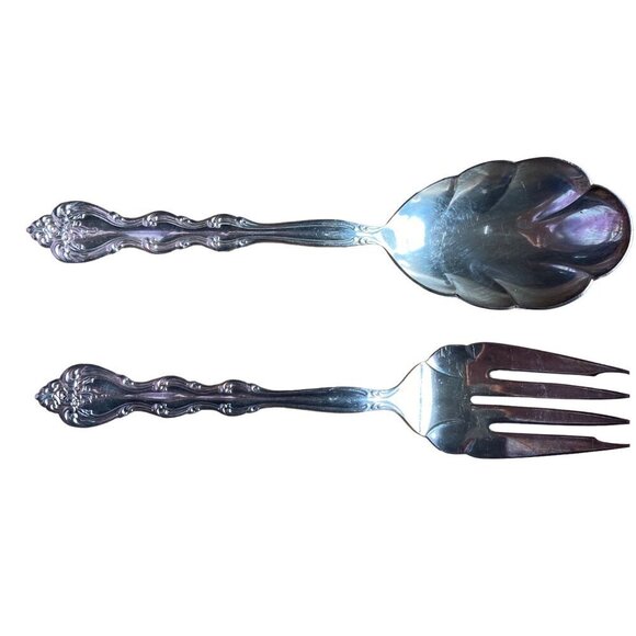 International Silverplate Interlude Serving Set Fork Spoon 9 inch Vintage - Picture 2 of 8